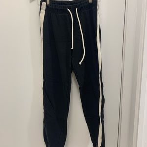 black joggers with white side stripe